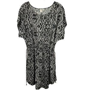 Saint Tropez West Dress Womens Medium Black White Blouson Short Sleeve